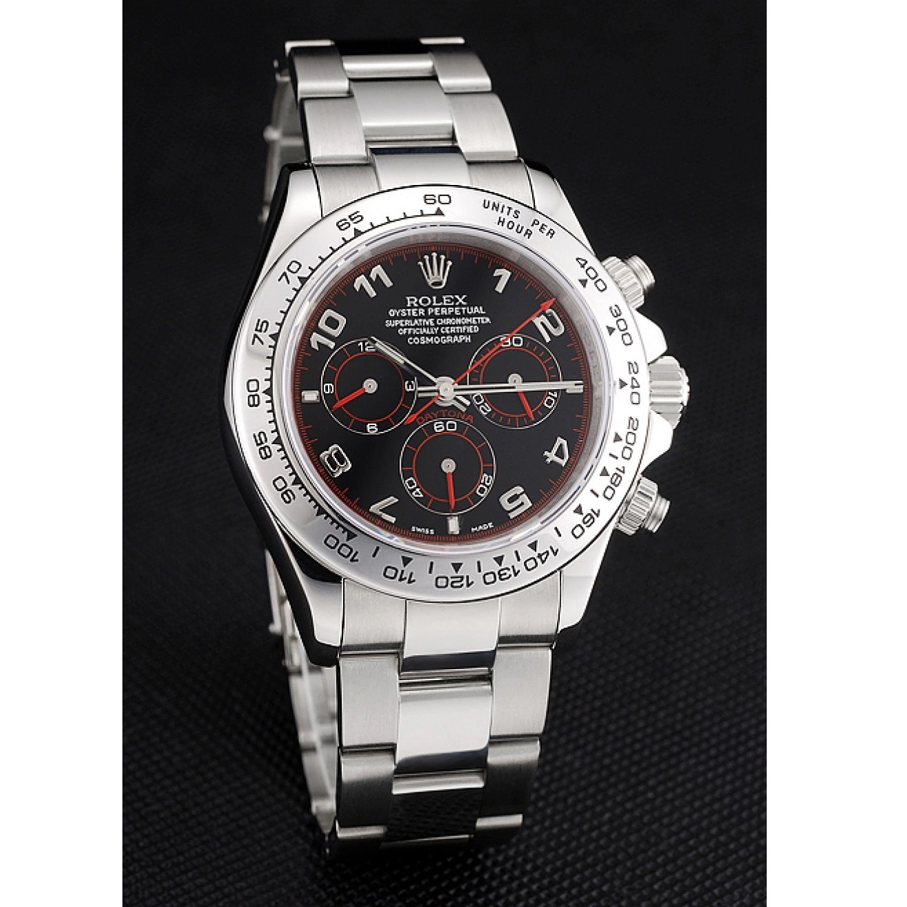 Aaa replica watch Swiss Dial Stainless Steel Rolex Black Bracelet Daytona 80296 0630